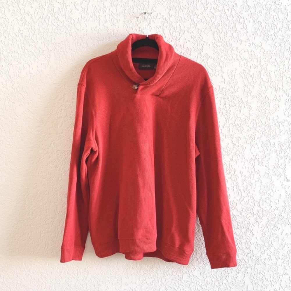 Tasso Elba Mens French Rib Shawl Collar Sweater